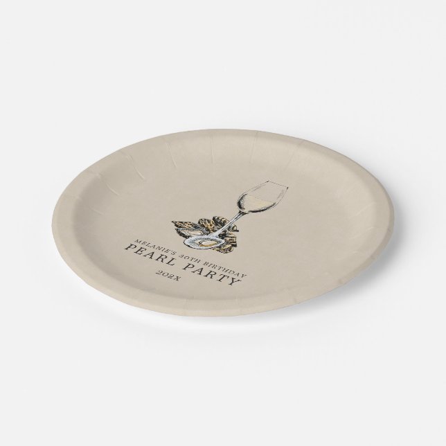 Oyster Pearl Party Pappteller (Schrägansicht)