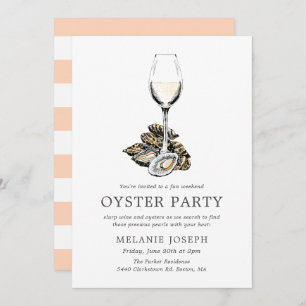 Oyster Pearl Party  Pfirsichstreifen Einladung