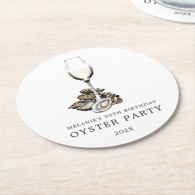 Oyster Pearl Party Runder Pappuntersetzer (Angewinkelt)
