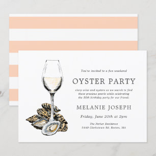 Oyster Pearl Themed Birthday   Pfirsichstreifen Einladung