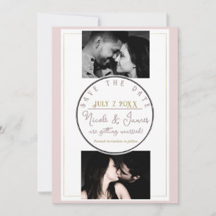Oyster Pink & Gold Moderne Minimal Save the Date