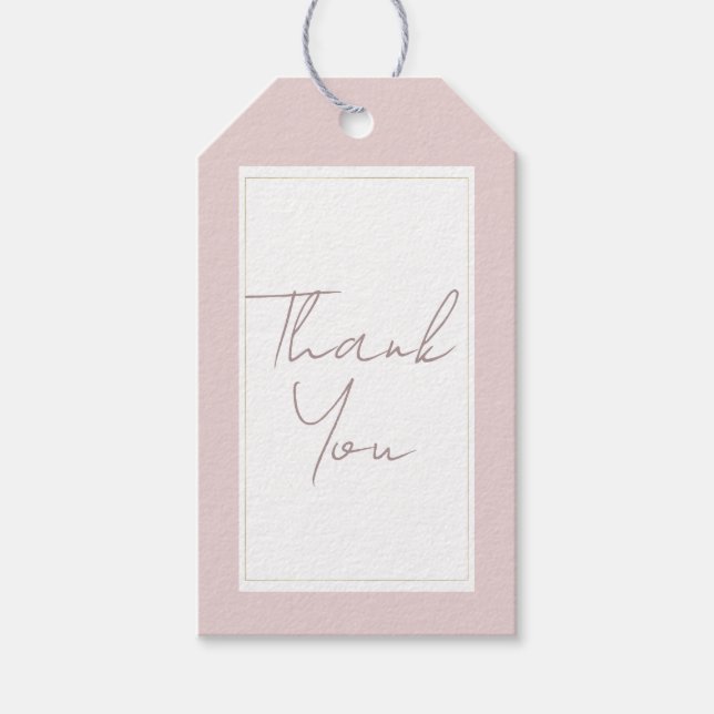 Oyster Pink & Gold Moderne Minimale Hochzeit Geschenkanhänger (Vorderseite)