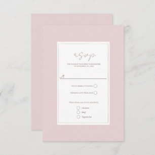 Oyster Pink & Gold Moderner Minimaler Hochzeitssze RSVP Karte