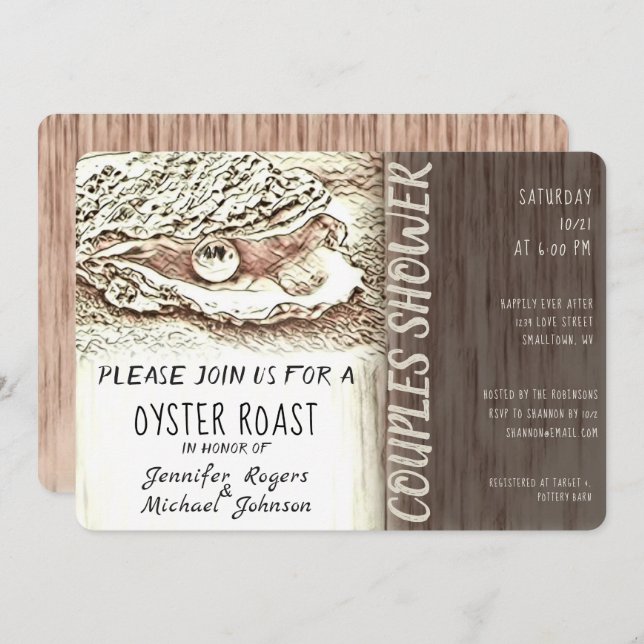 Oyster Roast Couples Dusche Einladung (Vorne/Hinten)