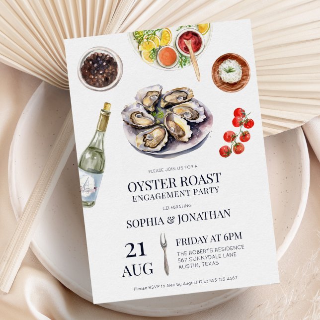 Oyster Roast Elegante Coastal Engagement Party Einladung (Von Creator hochgeladen)