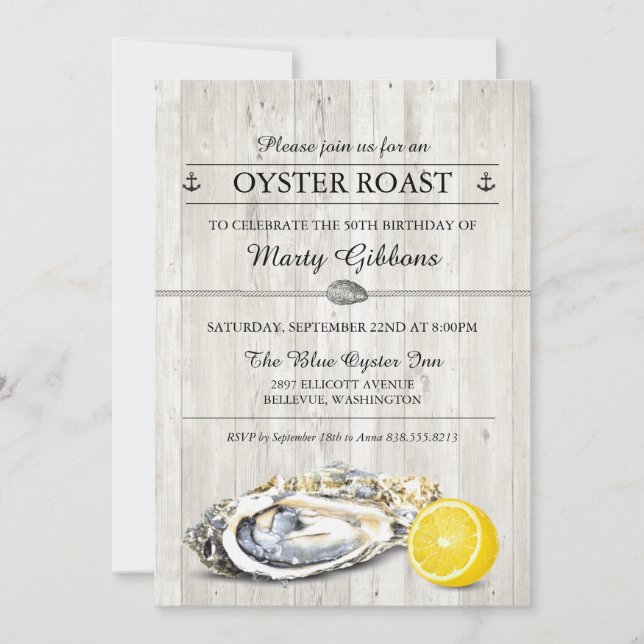 Oyster Roast Seafood Nautical Birthday Einladung (Vorderseite)