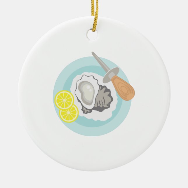 Oyster Shucking Keramik Ornament (Vorne)