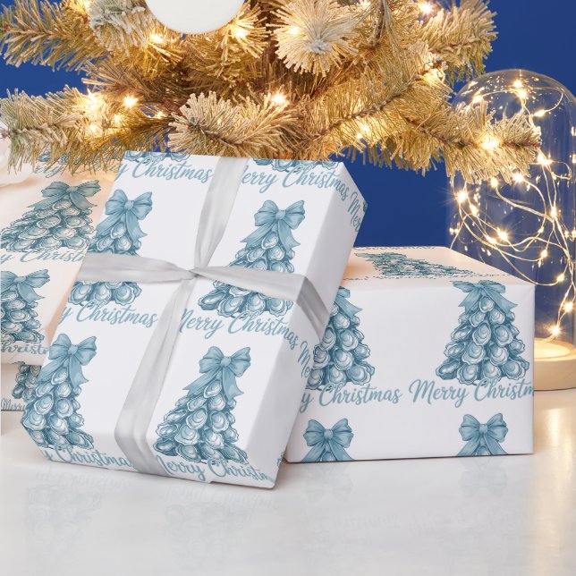 Oyster Tree Bow Preppy fröhliche Weihnachtscoquett Geschenkpapier (Feiertage)