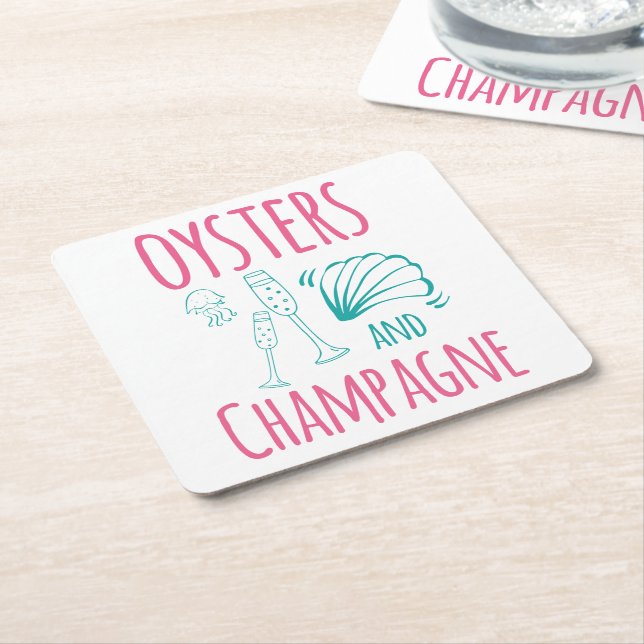 "Oysters & Champagne"  Rechteckiger Pappuntersetzer (angewinkelt)