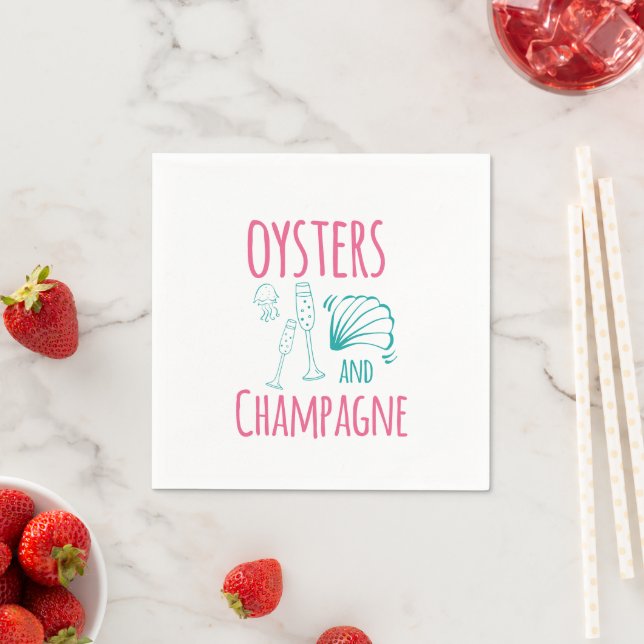 "Oysters & Champagne" Serviette (Beispiel)
