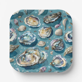 Oysters Clams Seashells Pattern Pappteller