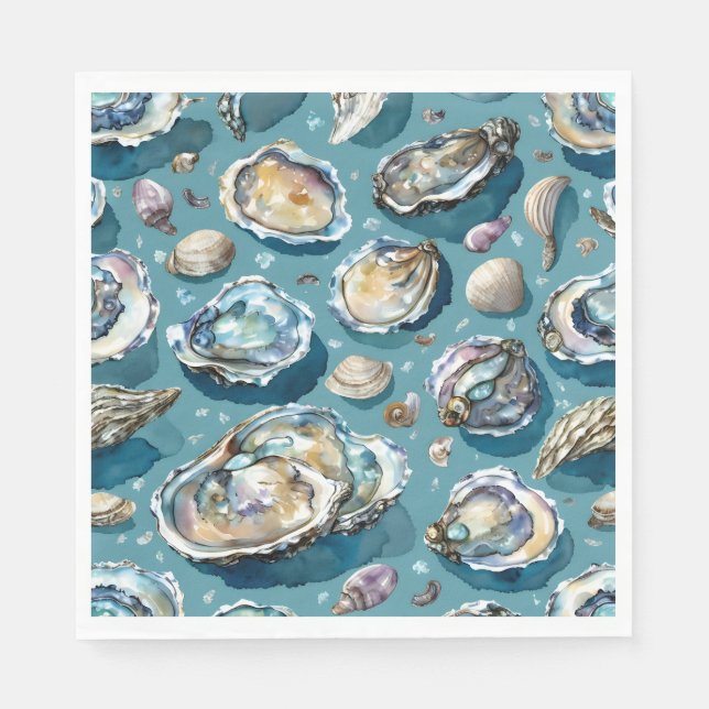 Oysters Clams Seashells Pattern Serviette (Vorderseite)