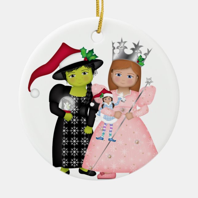 Oz-einige frohe Weihnachts-Glinda und Wicked Hexe Keramik Ornament (Vorne)