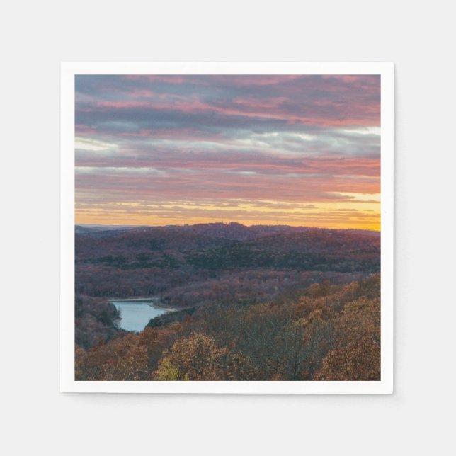 Ozark Mountains Herbst Sonnenuntergang Papier Napk Serviette (Vorderseite)