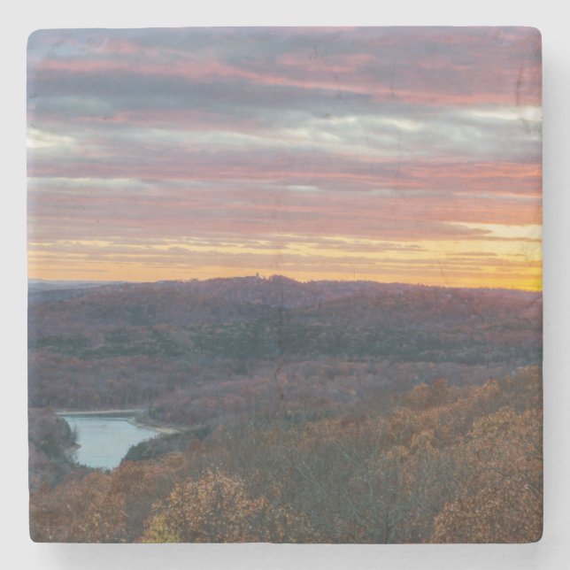 Ozark Mountains Herbst Sonnenuntergang Steinuntersetzer (Vorderseite)