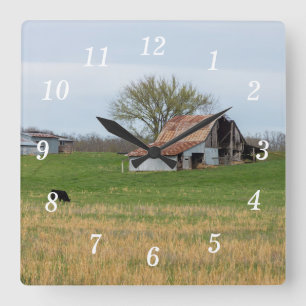 Ozark Old Farm Wall Clock Quadratische Wanduhr