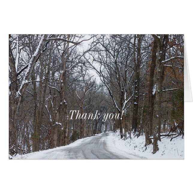 Ozark Snow Covered Road Painterly Danke Karte (Vorderseite (Horizontal))