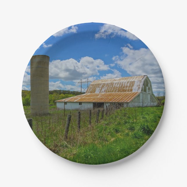 Ozarks alter Stall und Silo Pappteller (Vorderseite)