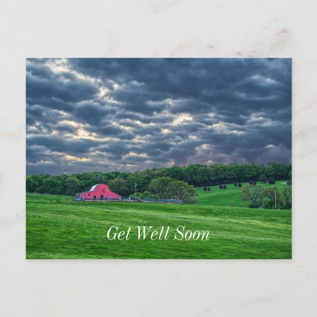 Ozarks Cloudy Farm Sunset wird bald gut Postkarte (Vorderseite)