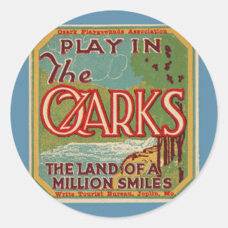 Ozarks Vintage Travel Luggage Label Runder Aufkleber