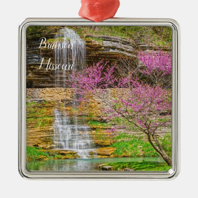 Ozarks Waterfall Spring Bluff Ornament Aus Metall (Vorne)