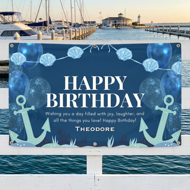 Ozean-Abenteuer-Geburtstags-Anker- Banner (Best party on the water.)