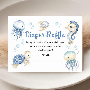Ozean Ahoy Baby Shower Junge Blau Windel-Raffle Begleitkarte