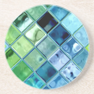 Ozean-aquamarine Glasmosaik-Fliesen-Kunst Sandstein Untersetzer