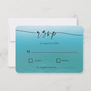 Ozean-Aquarell-Strand-Script-Hochzeit RSVP Karte