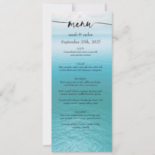 Ozean-Aquarell-Strand-Script-Hochzeitsmenü Einladung