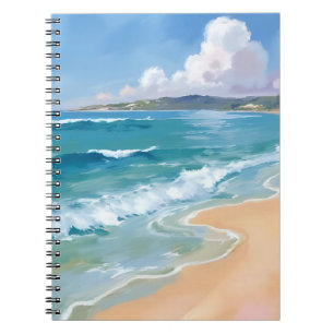Ozean-Aquarell-Wellen Blaues Meer Küstenmalerei Notizblock