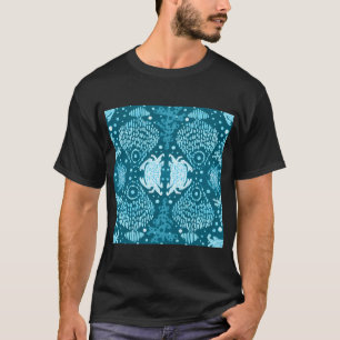 Ozean Batik Fisch, Koralle und Krabben in Türkis T-Shirt