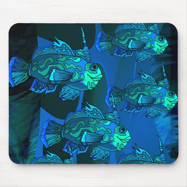 OZEAN-BLAU-FISCHE MOUSEPAD (Vorne)