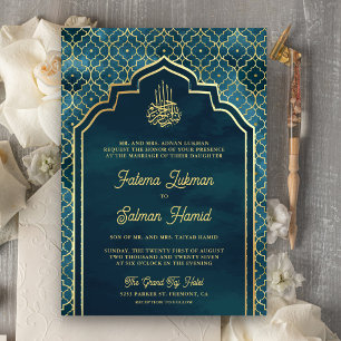 Ozean Blau Gold Marokkanischer Bogen Muslimische H Einladung