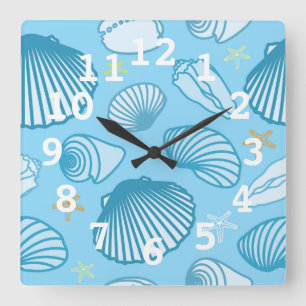 Ozean-Blau-Muster Quadratische Wanduhr