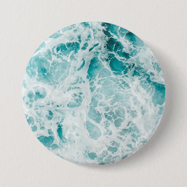 Ozean Blaue Wellen Button (Vorderseite)