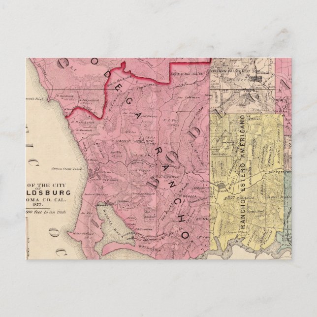 Ozean, Bodega und Analy Townships Postkarte (Vorderseite)