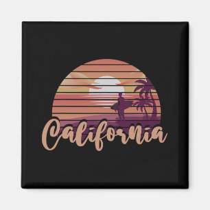 Ozean Cali Palmen Surfen Ca Meer Strand Retro C Magnet