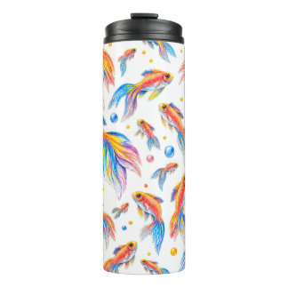 Ozean der Farbe – Lebendige Wasserfarbe Goldfisch Thermosbecher