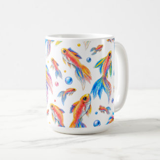 Ozean der Farbe – Lebendiges Wasserfarben-Goldfisc Kaffeetasse