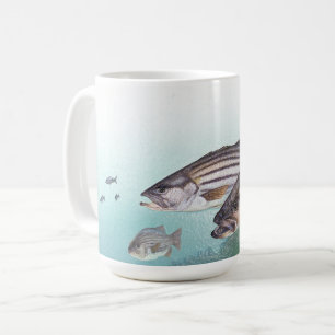 Ozean, der gestreifter Bass-Fisch-SeeTasse fischt Kaffeetasse