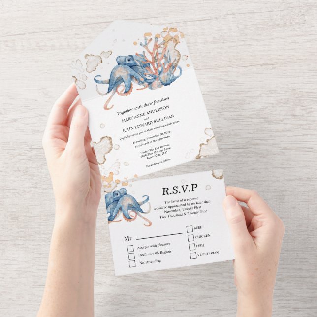 Ozean der Korallen All In One Einladung (Abreißen)