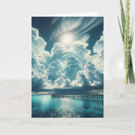 Ozean, Dock und flauschige Wolken denken Sie an Si Karte