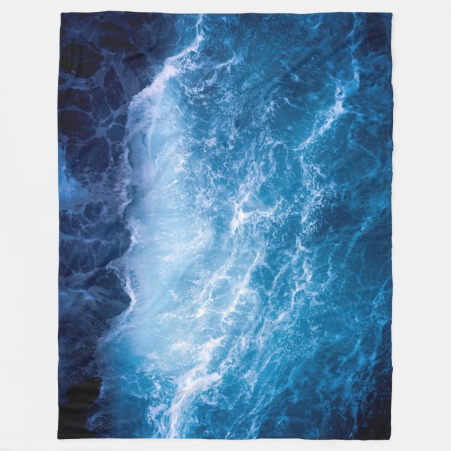 Ozean - Dunkle blaue Waves Fleecedecke (Vorderseite)