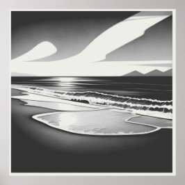 Ozean Einsamkeit Schwarz und Weiß Poster