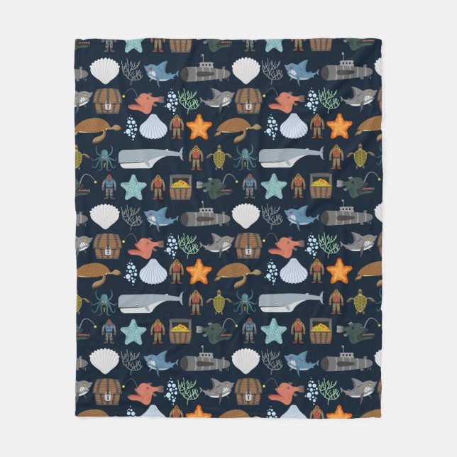 Ozean-Einwohner-Muster 1 Fleecedecke (Vorderseite)