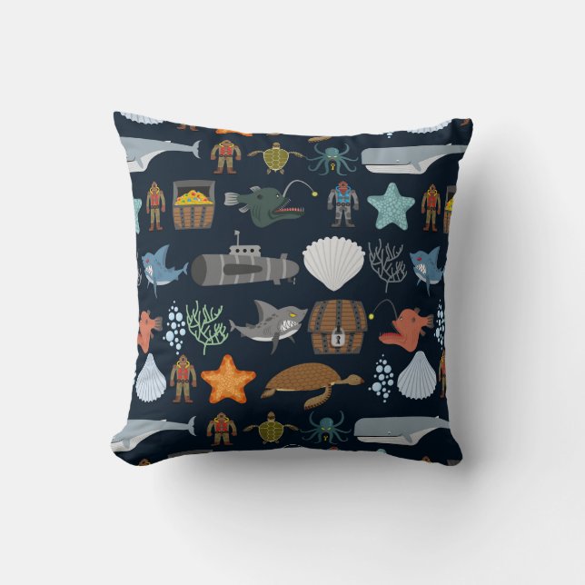 Ozean-Einwohner-Muster 1 Kissen (Vorderseite)