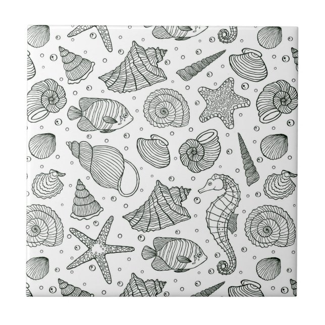Ozean-Einwohner-Muster 3 Fliese (Vorderseite)