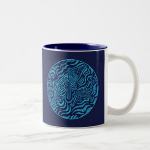 Ozean-Familien-Buckel-Wal-Tasse Zweifarbige Tasse