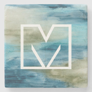 Ozean-Fluss II des Monogramm-  Steinuntersetzer